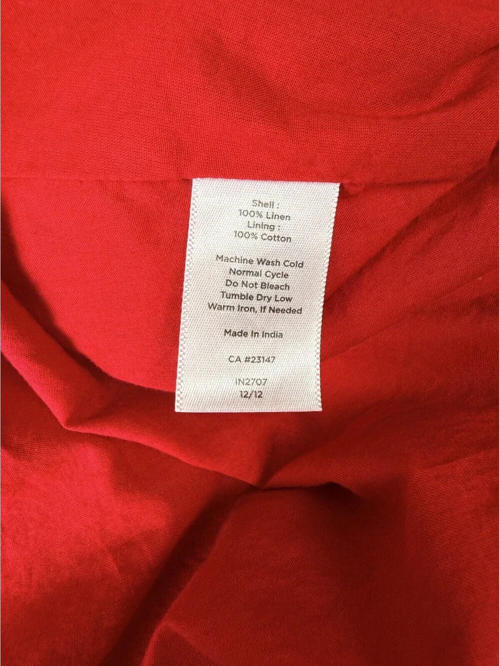 Talbots 100% Linen Red A-Line Midi Skirt Size 4 Cottagecore Summer